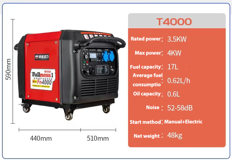 Inverter Gasoline Generator Portable Super Silent Mini Generator 1.2KW Frequency Conversion Generator