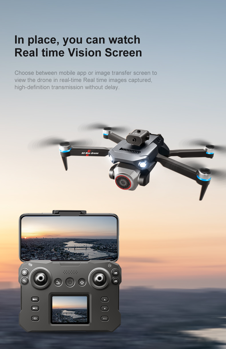 K6 Max Drone Wifi Foldable Remote Control Helicopter Perfect for Thrilling RC Dron Toy Gifts