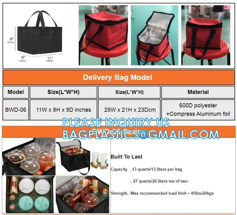 XL Insulated Food & Grocery Delivery Bag - For Catering, Restaurants, Delivery Drivers, Zipper and Handles,