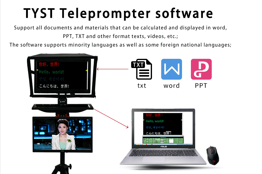 22 Inch Dual Screen Studio Teleprompter for Live Sports Indoor or Outdoor Application