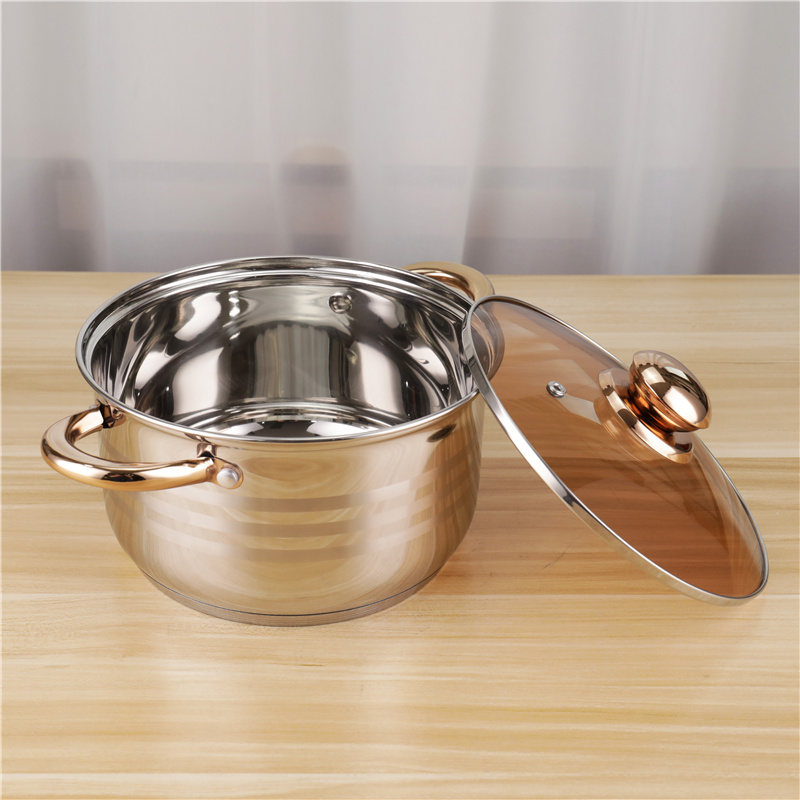 Golden Coating Individual Casserole Cooking Soup Pot 24cm