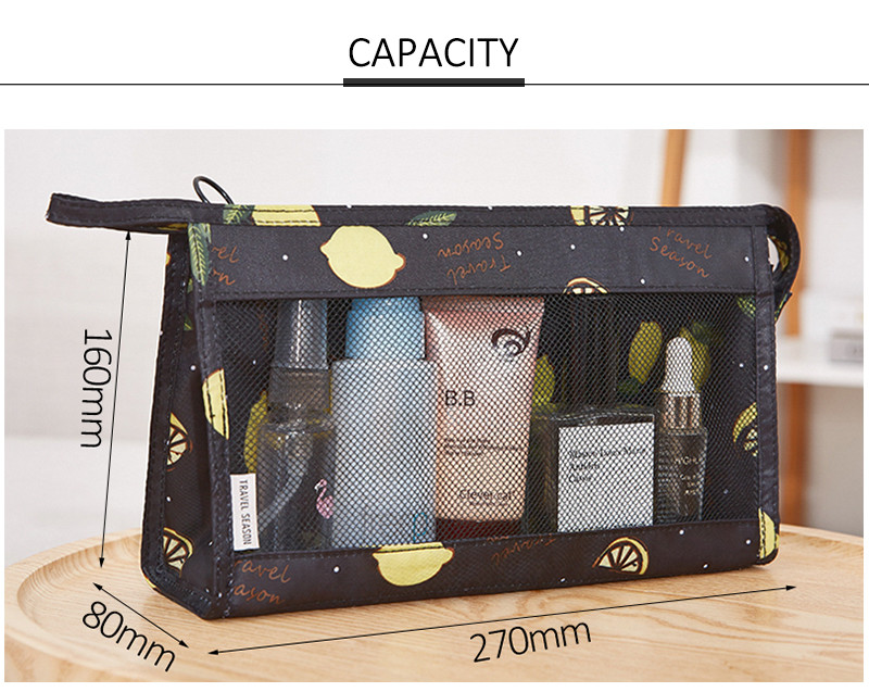 See Through Mesh Makeup Travel Pouch With Zipper