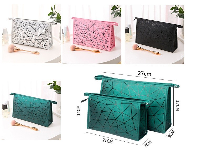 Pink Toiletry Zipper PU Leather Custom Printed Waterproof Cosmetic Bag