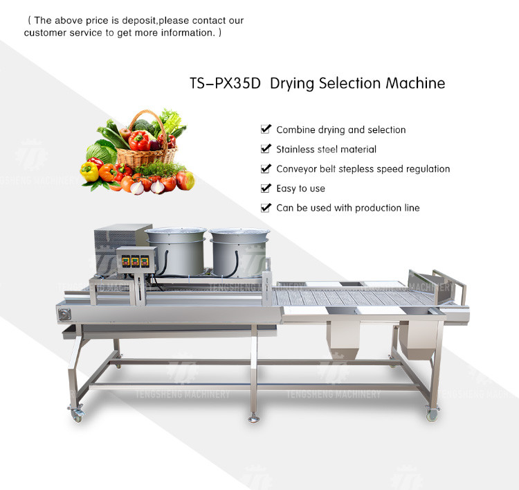 2KW 300KG Manual selection sorting table stainless steel air - drying selection machine is efficient