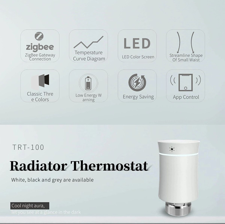 Digital Display PC WIFI tuya zigbee 3.0 smart radiator actuator TRV IP 20 European American