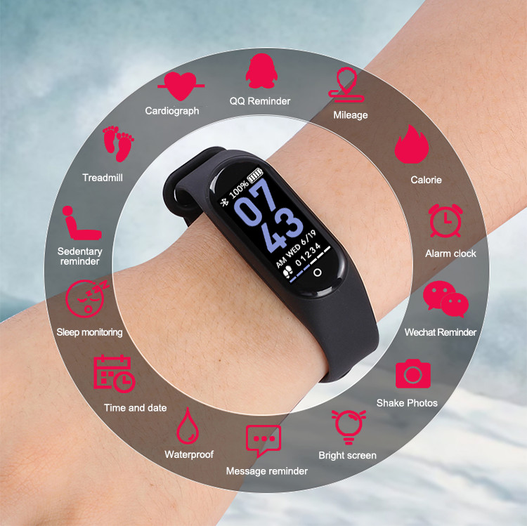 BT4.0 80mAH Calories Smart Watch Pedometer Burned Bond Touch Bracelet Bands SMS Notification