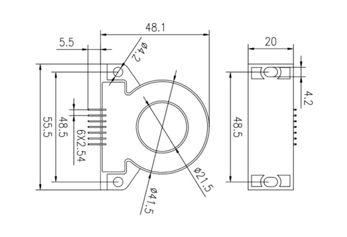 Compact Design Pin Cable 6mA Leakage Detection AC DC Current Sensor EV Sensor