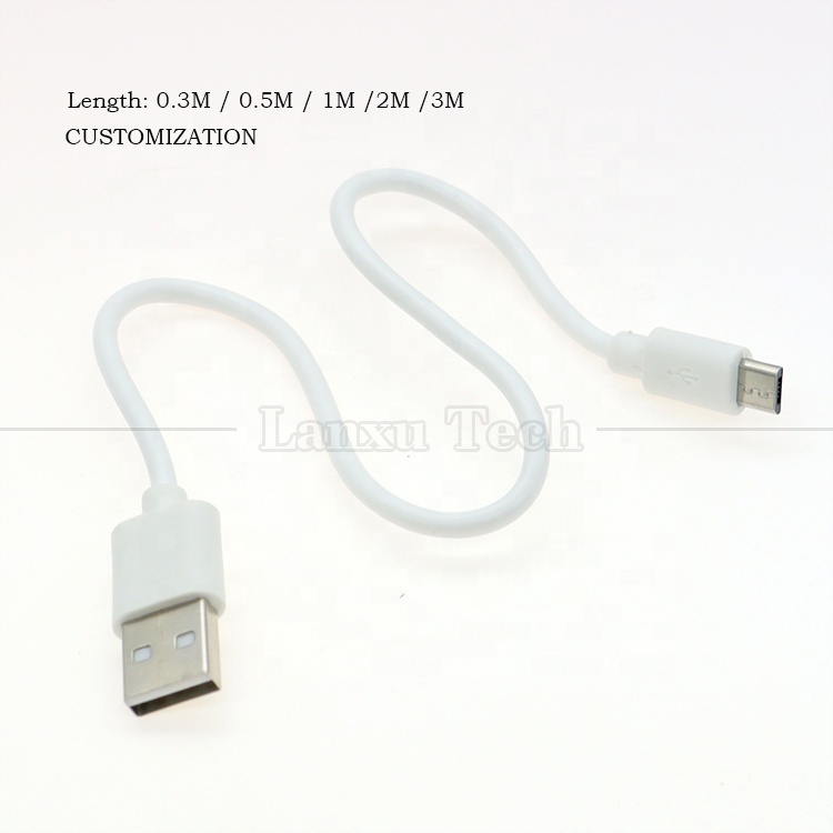 Short 30cm 50cm 1m White Black Data Fast Charging 1A V8 Micro B to USB A Male Charger Cable for Android Phone Power Bank Speaker