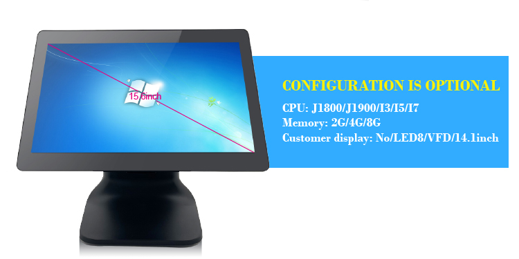 15.6inch Economic Width Screen Windows POS Machine with 10 Point Capacitive Touch