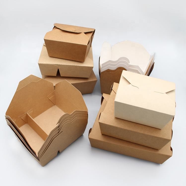 #2 Custom Printing Kraft Folded Takeout box Fast Food Packaging Paper Box Takeway Food Box
