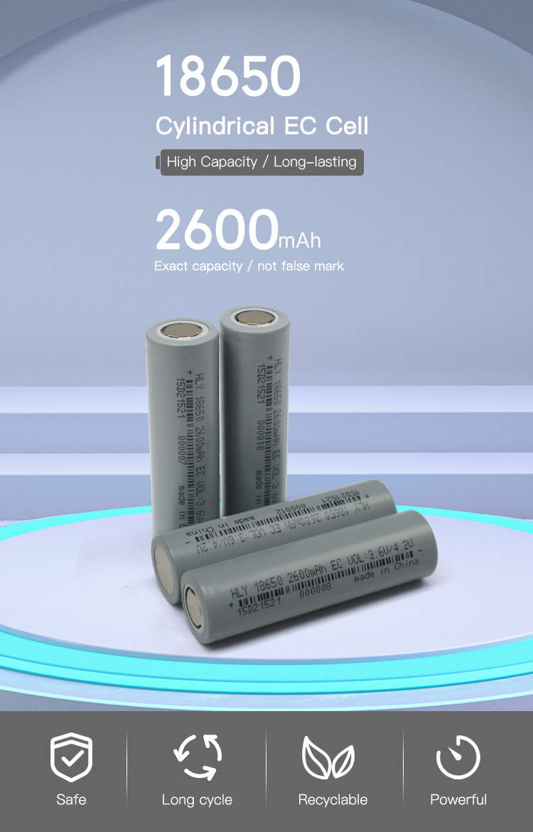 High Capability 3.6v Lithium Ion Battery 2600mah 18650 For Energy Storage