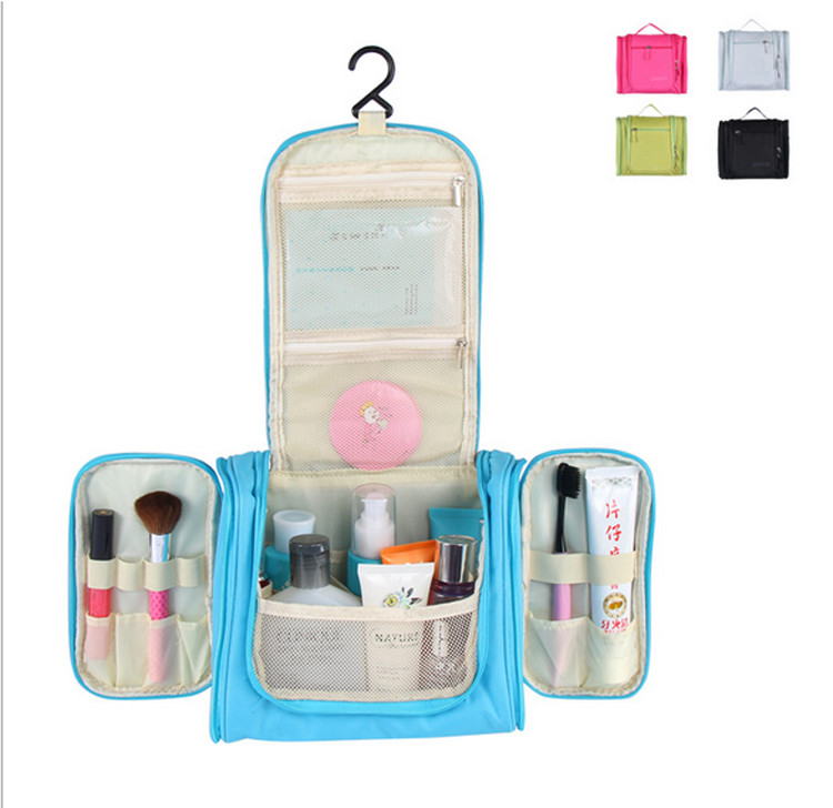 2019 Promotional Small Hanging Toiletry Bag , Folding Cosmetic Bag Polyester Canvas
