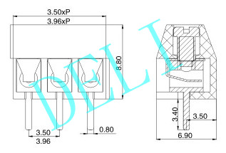 Durable PCB Connector Brass / Tin Plated Pin Header DL350-XX-3.5/3.96 With Housing