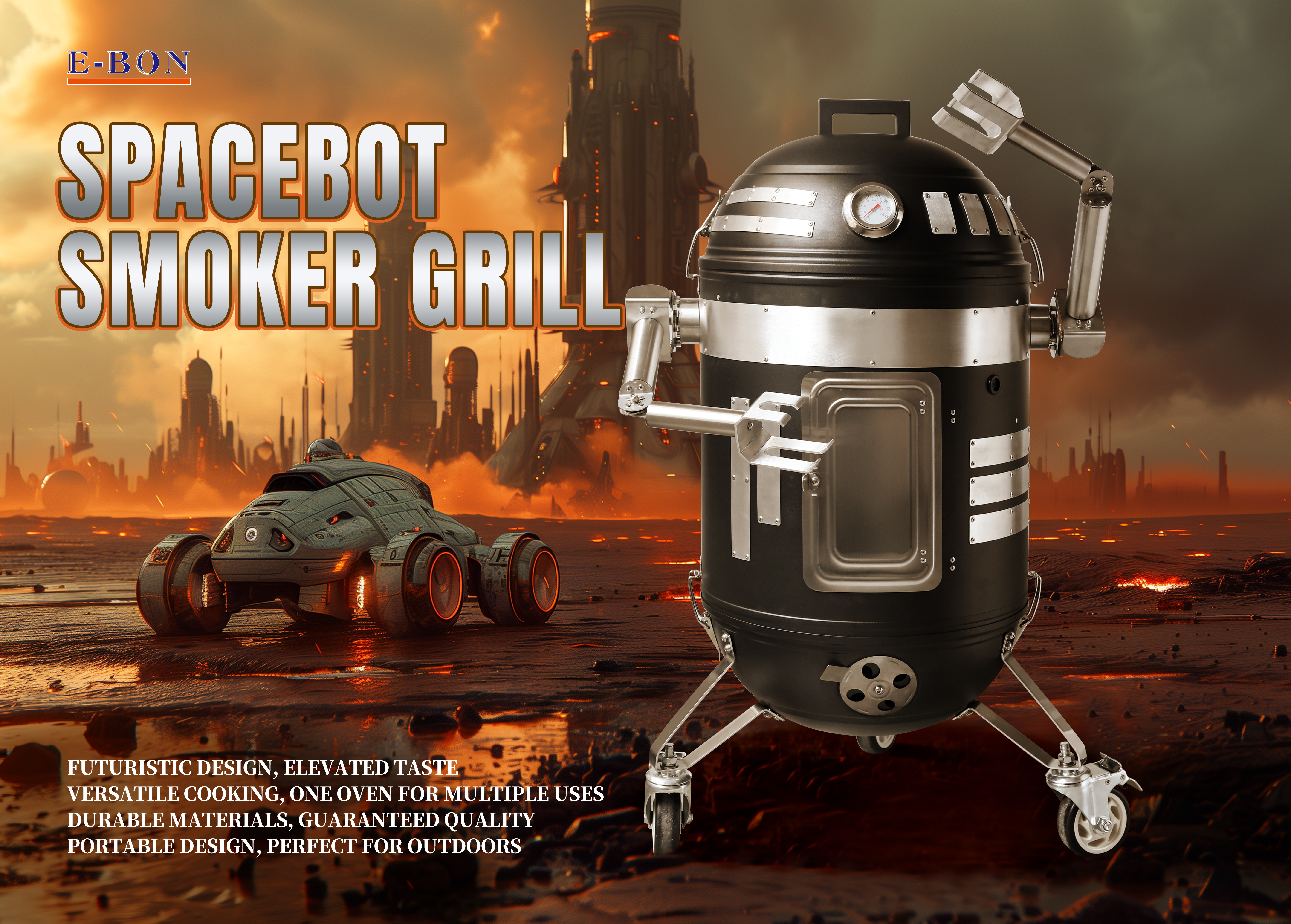 Spacebot Smoker Gbill Portable Stainless Steel Outdoor Grill