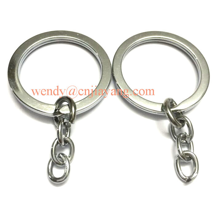 Jiayang Silver Iron Split Key Chain Ring W/ 25mm Chain And Screw