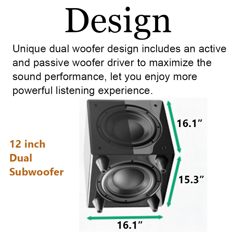 12 Inch 10 Inch Subwoofer Home Theater 500 Watts With Brushed Black Vinyl OEM
