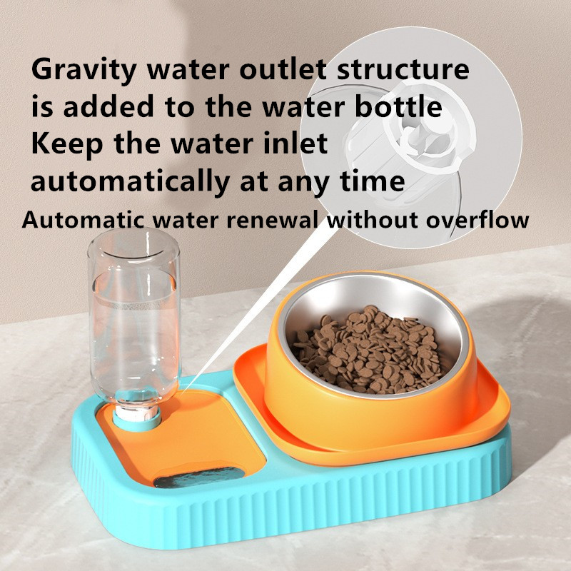 Pet Double Automatic Feeder Bowl With Lifting Water Dispenser 1.8kg