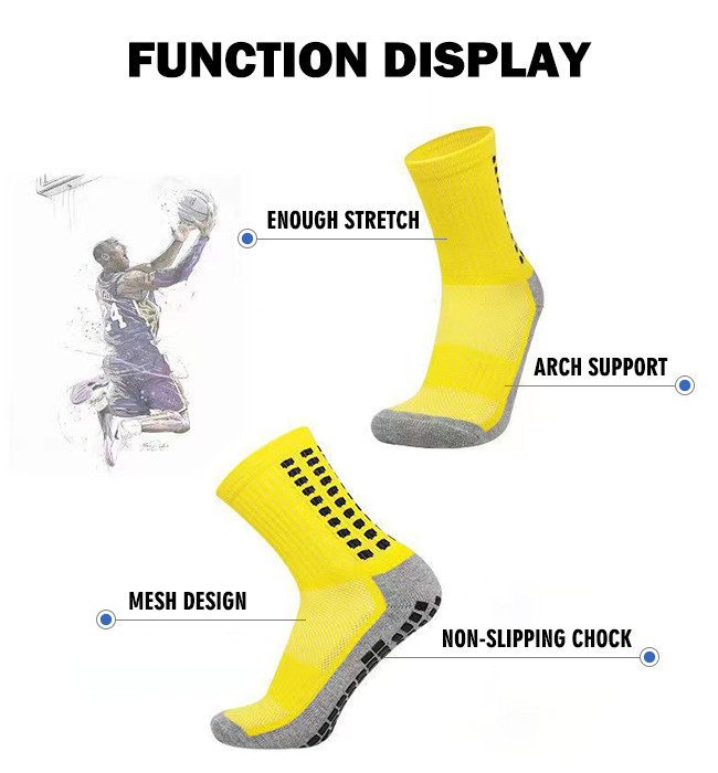 Colorful Football Cushioned Compression Socks Unisex Anti Slip Crew Soccer Socks
