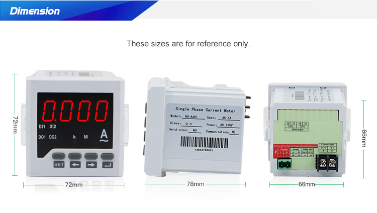72*72 mm Single Phase LED Ampere Current Meter