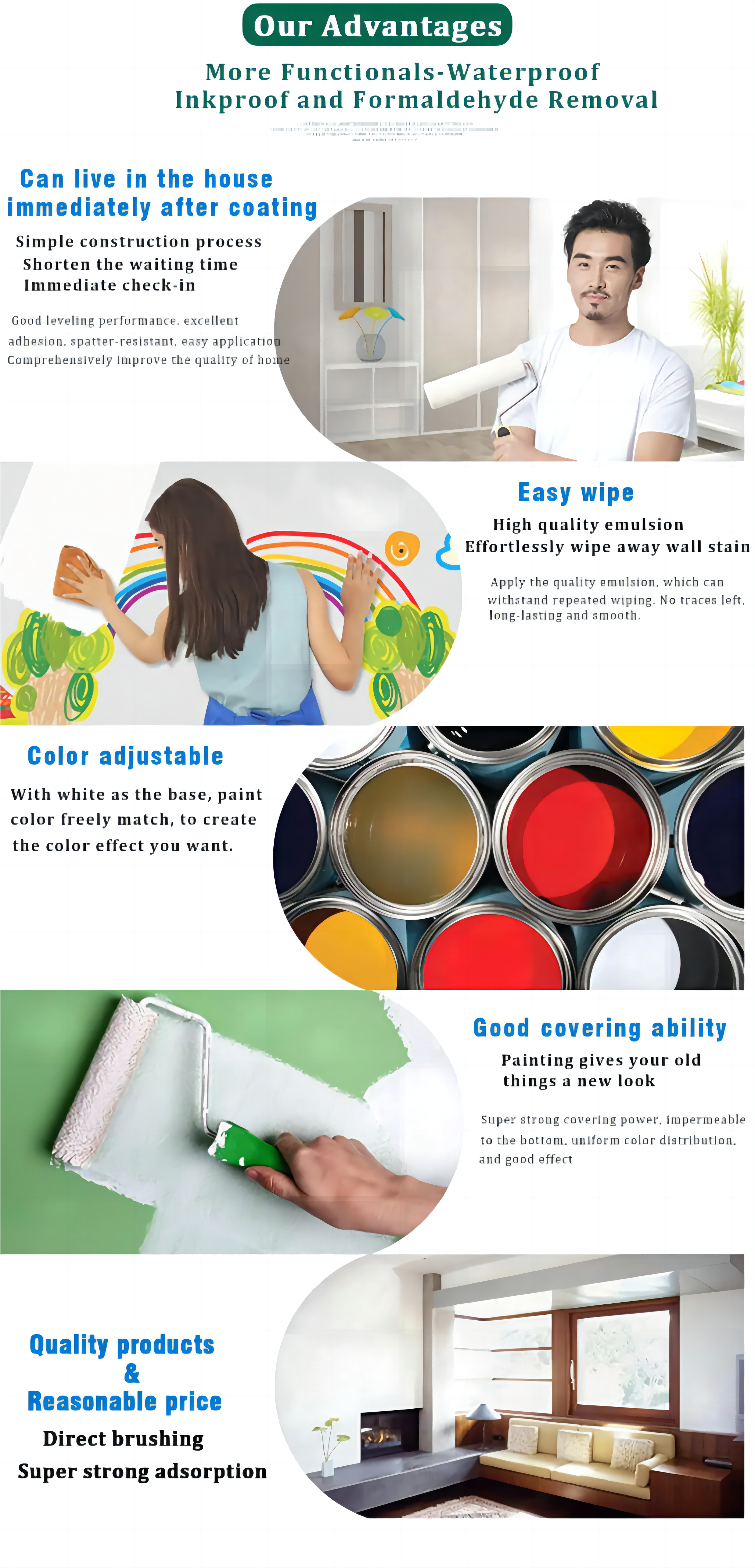 Good Effect Inorganic Wall Paint Interior Wall Primer Coating Latex Paint with Tio2