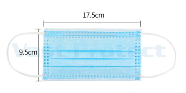 Shelf Life 2 Years EN14683 Hospital Supply Disposable 3 Ply Breathable Earloop Face Mask