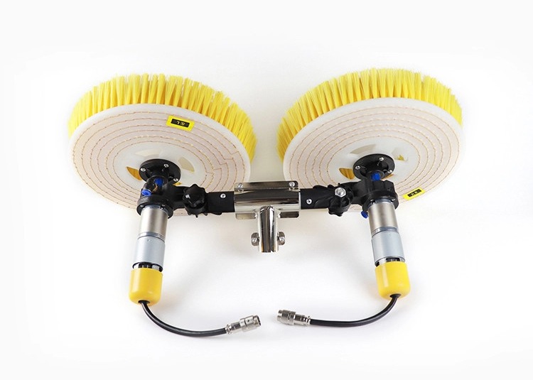 Solar Panel Double Disc Brush With Aluminum Pole By Power Source Or Li Battery
