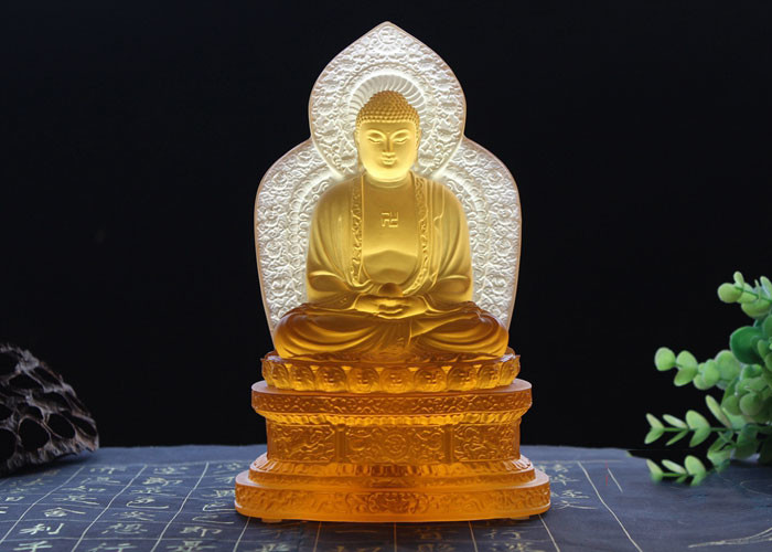 Precious Colored Glaze Buddha Figure For Altar And Worship Custom Texts Accepted
