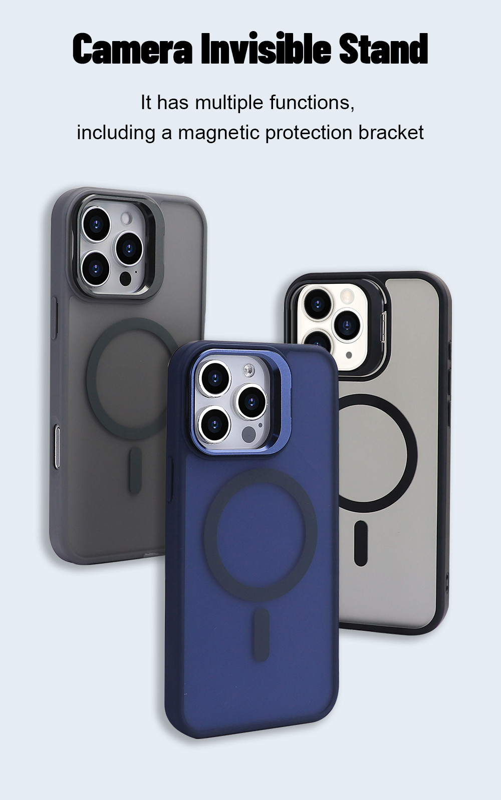 Translucent Backplate Magsafe Phone Case Skin Friedly Camera Stand Cell Phone Cover
