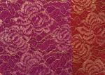 Red Golden Embroidery Sequin Lingerie Lace Fabric For Wedding Dress , Decoration