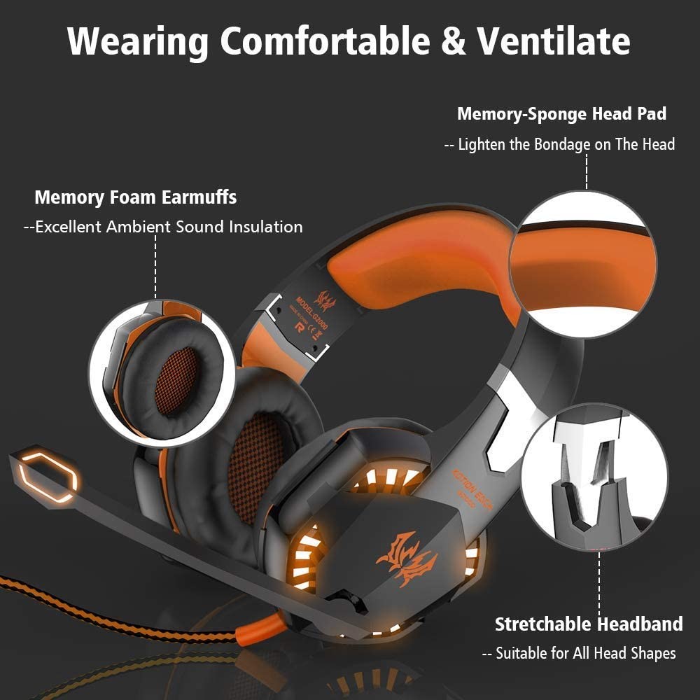 Computer DC5V 2.2kohm G2000 Stereo Gaming Headphone