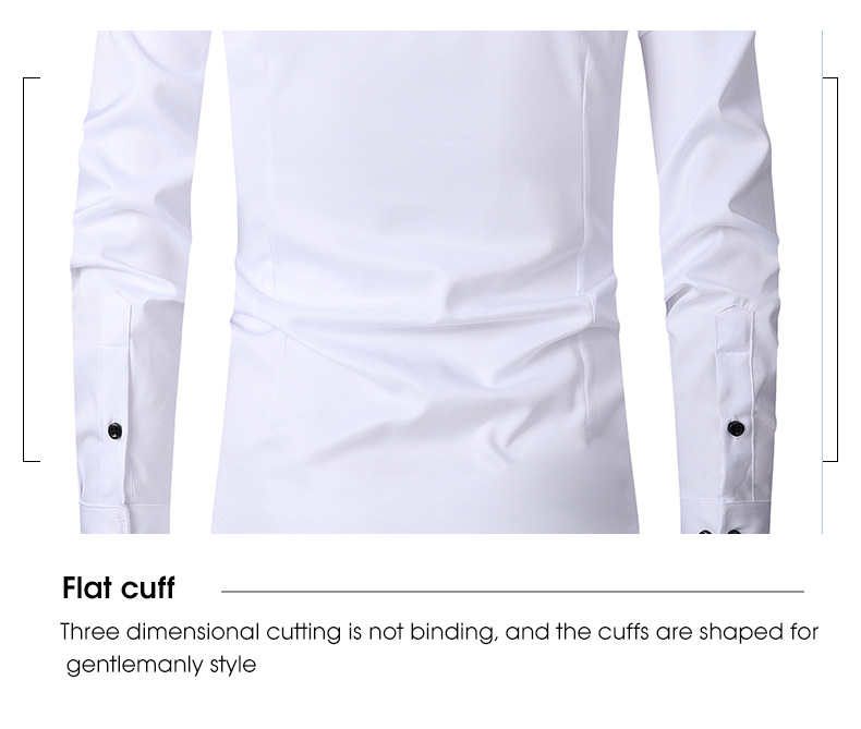 Solid Color Men Shirts Apparel Business Casual Polyester Stand Collar Clothes