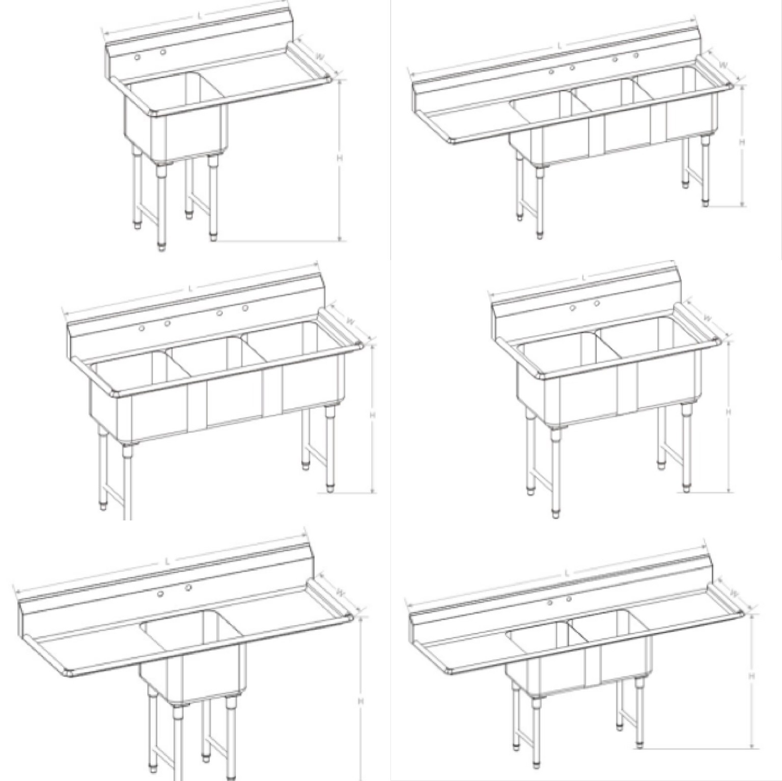 Commercial Kirchen Stainless Steel Inlet And Outlet Bench With Double Sink Bowl Assembling Sink Table