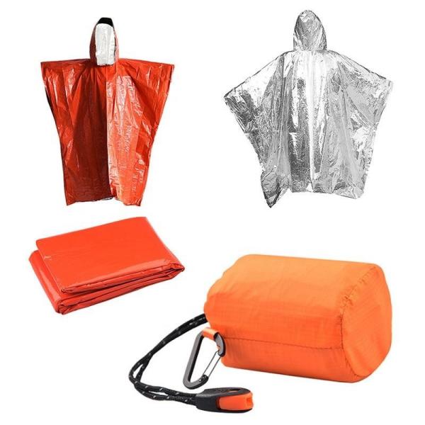 Aluminum Film Emergency Disposable Rain Ponchos Outdoor Hiking Accessories