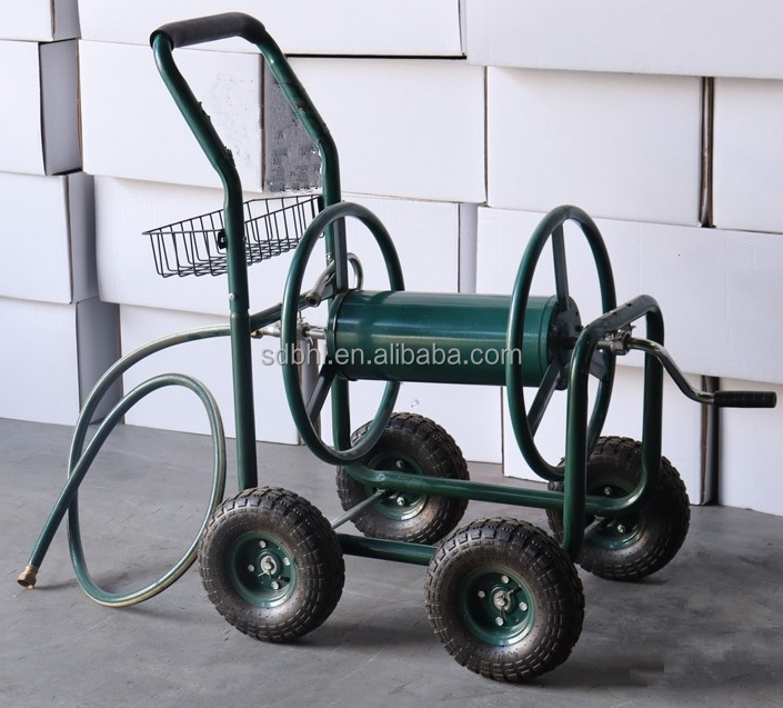 Convenient 4-Wheel Heavy Duty Hose Reel Cart for Outdoor Garden and Yard