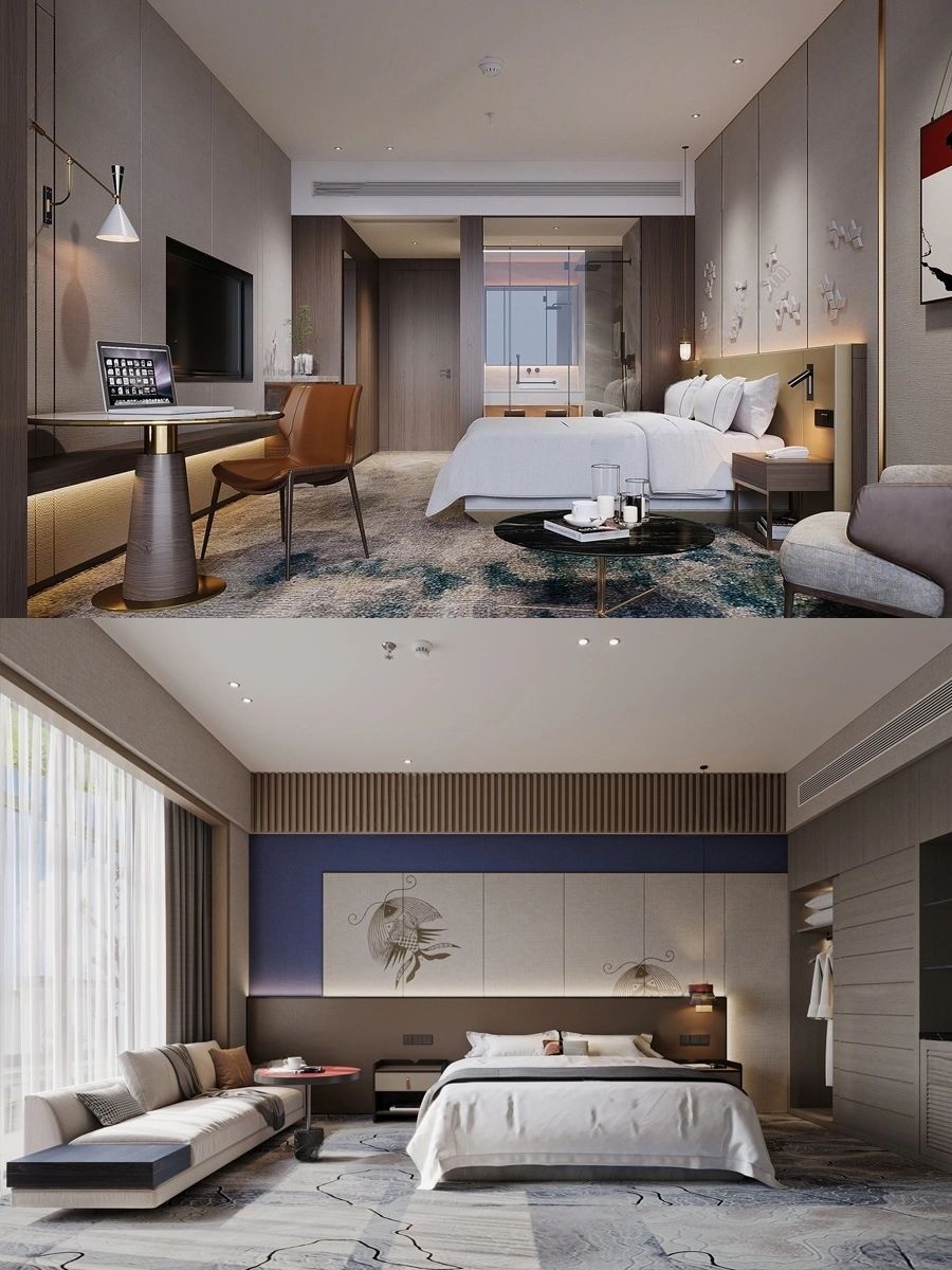 Multi Type Hotel Suite Deluxe Bedroom Furniture Light Color