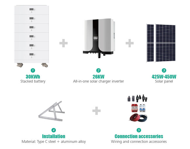 30KWh High Volt residential home solar system Stacked Solar Battery Storage System