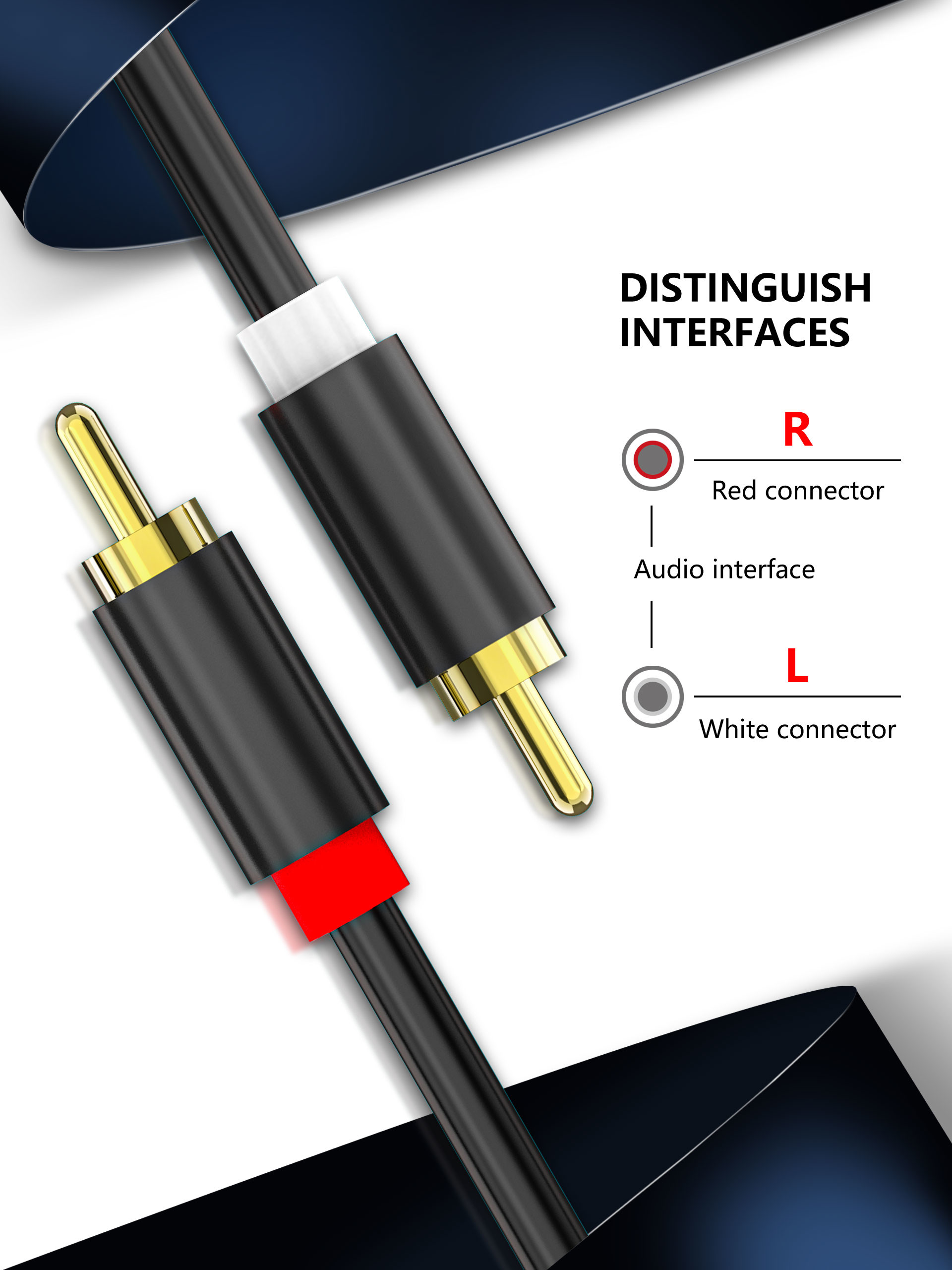 Gold Plated Audio And Video Cable Male To Male HiFi Systems Use