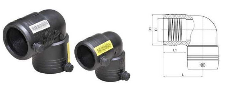 DN32-DN315 PE SDR11 90 Degree Elbow MDPE Electrofusion Fitting
