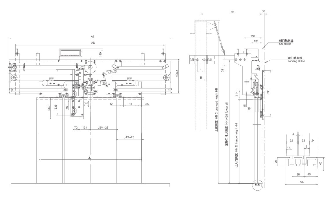 High Efficiency Elevator Spare Parts Energy Saving Total Door Panel Weight ≤320KG