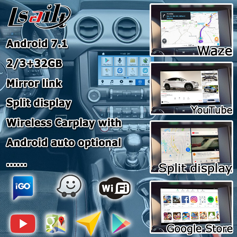 Mustang SYNC 3 Android GPS navigation box WIFI BT Google apps video interface wireless carplay