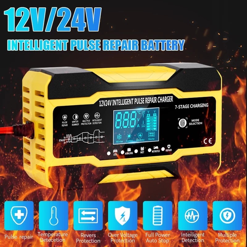 12V 10A Touch Screen Pulse Repair LCD Voltage Intelligent Car Battery Charger