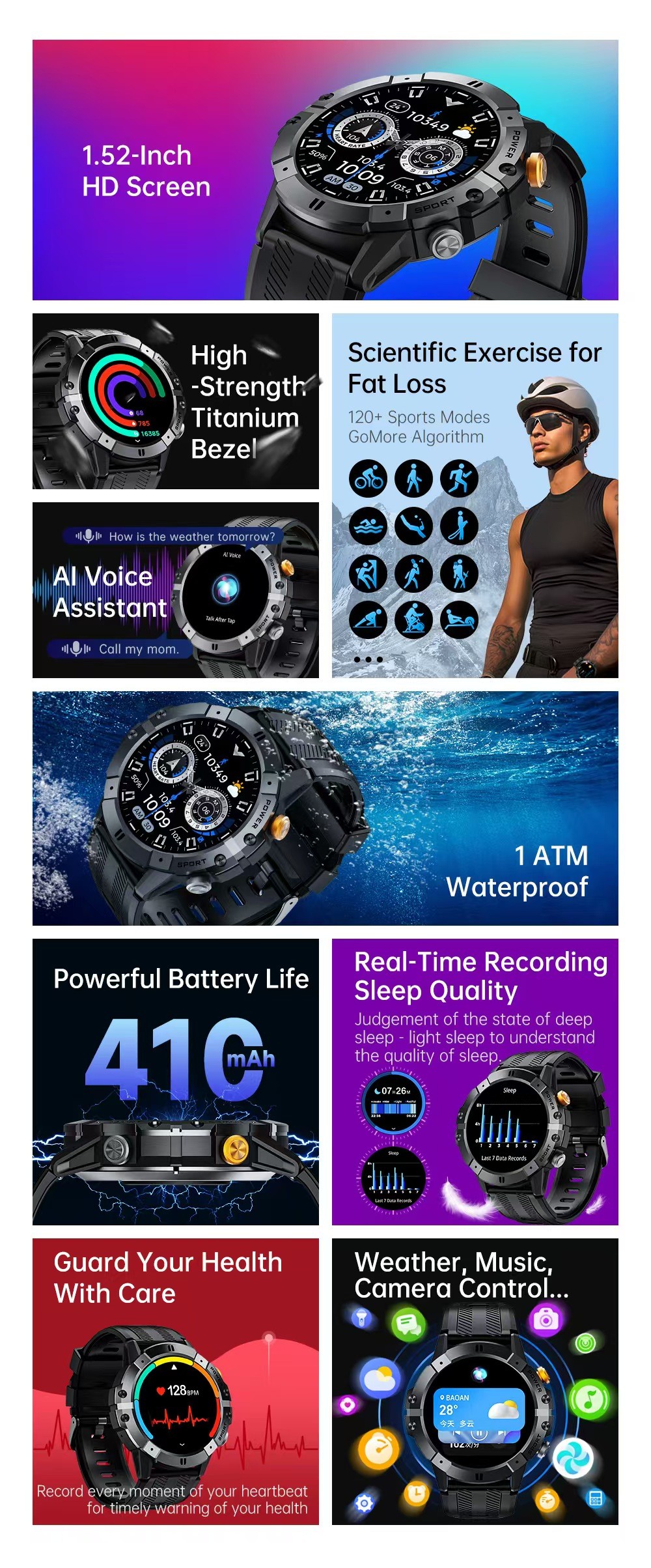 1.52 inch SmartWatch C29 Smart Watch With Blood Oxygen Pressure Heart Rate Monitor