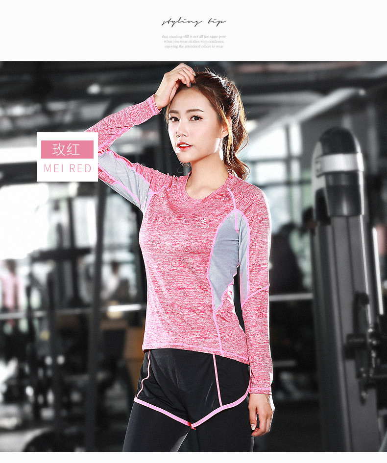 CPG Global Women Spring Summer Multi-Colors Polyester Slim Long Sleeves Round Collar Gym Running Sports T-Shirts S-L S50