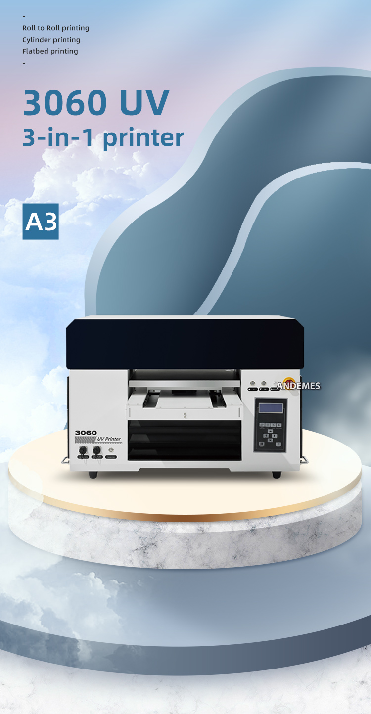 A3 Size Roll to Roll Flatbed UV Printer for Multicolor Printing on Mobile Phone Cases