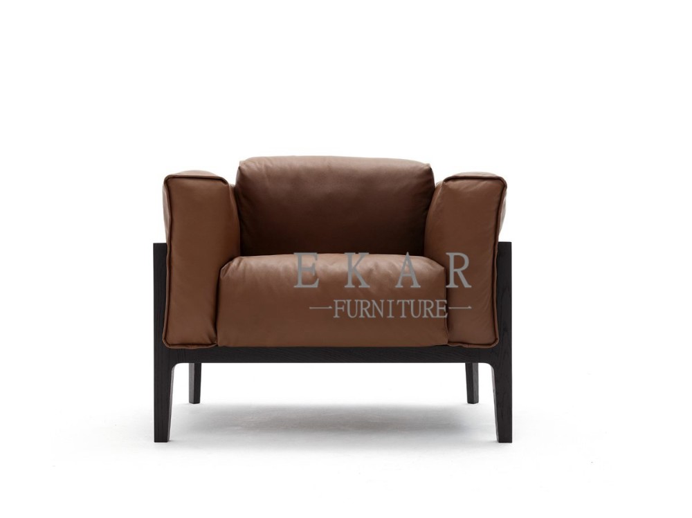 Italian Solid Wood Red Genuine Leather Sofa Set