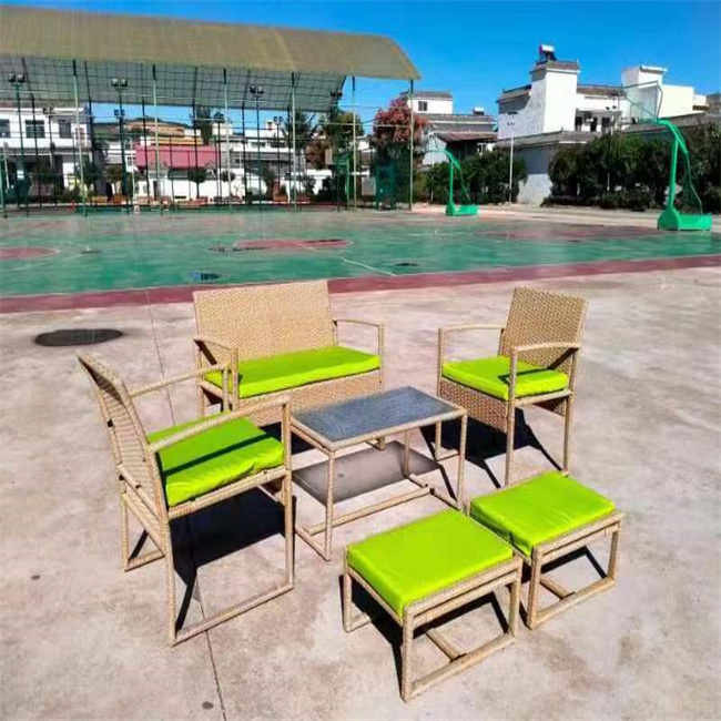 Handmade Rattan Woven Coffee Table Chair For Outdoor Dining And Relaxing Table Chair Ottoman Furniture Sets