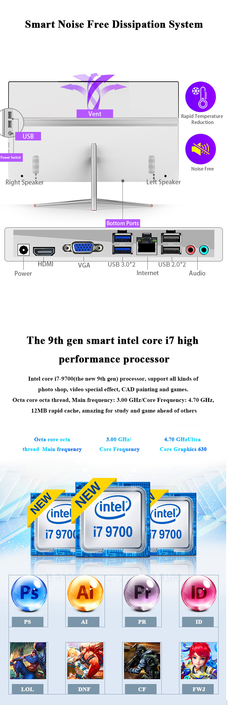 16 9 Display Ratio Intel Core I3 Gaming PC With Competitive And After-sales Service