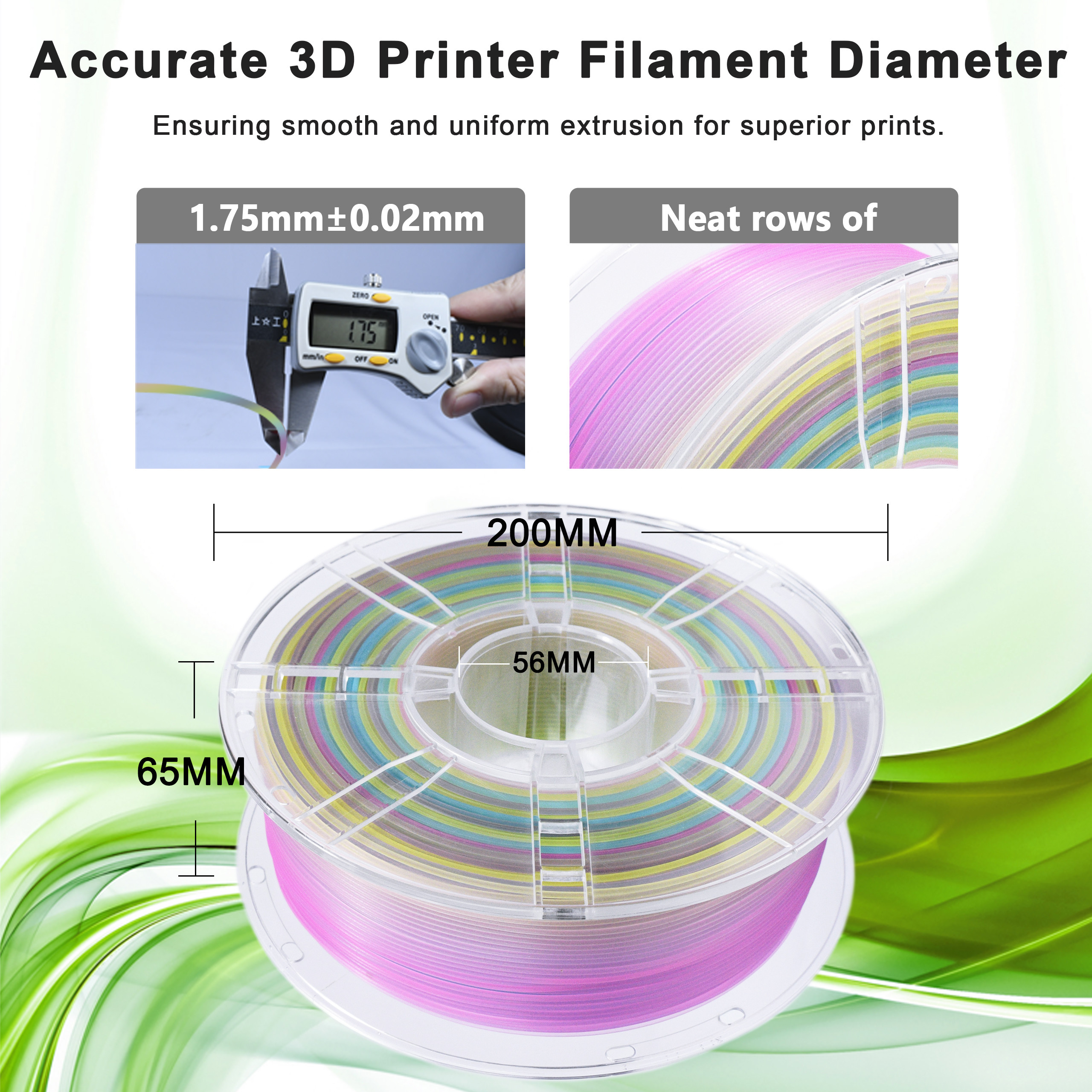 PLA+ Transparent Rainbow PLA+ Filament 1.75mm For 3d Printing Filament