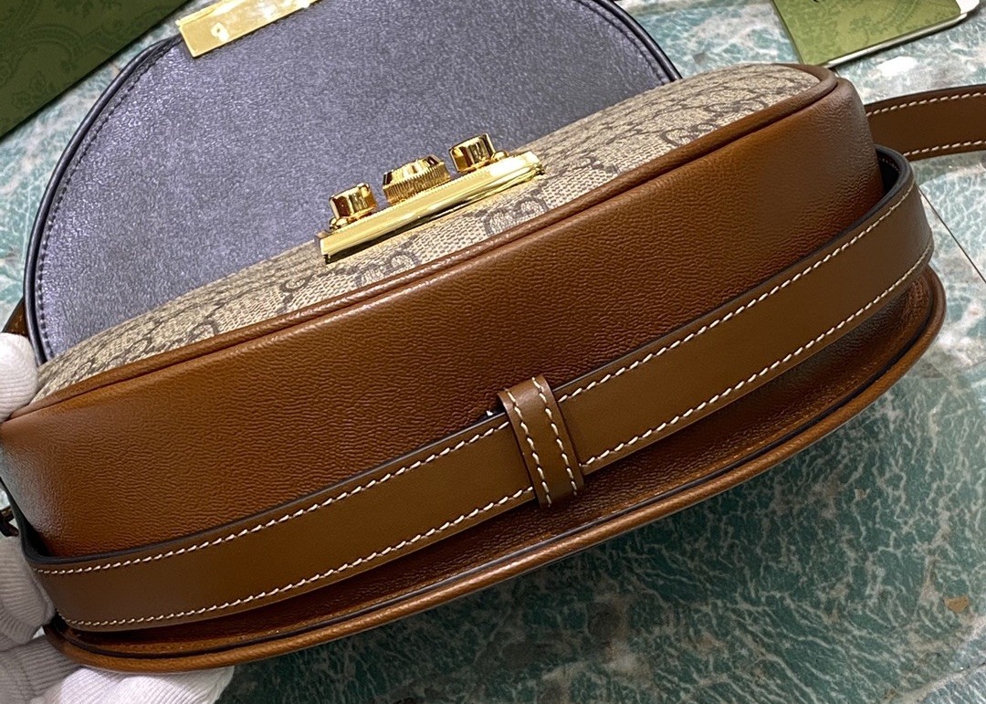 Classic GG Deerskin Texture Inclined Shoulder Bag Monogram Canvas 22cm Length