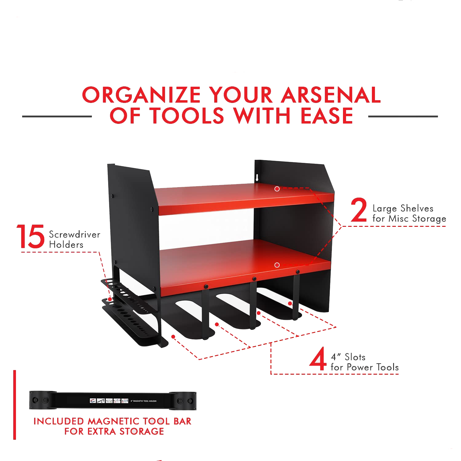Wall Mounted Metal Material Drilling Power Tool Storage Rack for Furniture Hardware